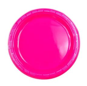 Prato 18 cm Plstico Happy Line Pink 10 Unidades