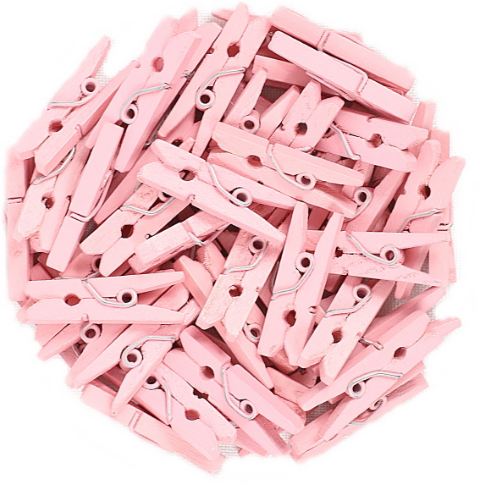 Prendedor Mini Madeira 2,5cm Rosa 50 Unidades