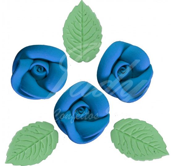 Confeitos Jady Rosas Artesanais G Azul Claro
