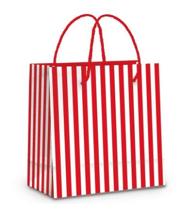 Sacola Mini 10,5x9,5x4cm Listras Vermelho Branco 10 unidades