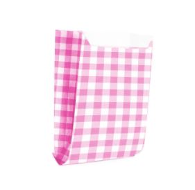 Saco Mini Lanche Xadrez Pink 100 Unidades