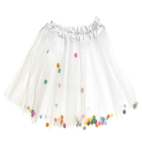 Saia Tule 30cm Bolinhas Brancas Unidade