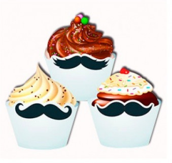Saia Para Cupcake Grande Bigode 12 Unidades
