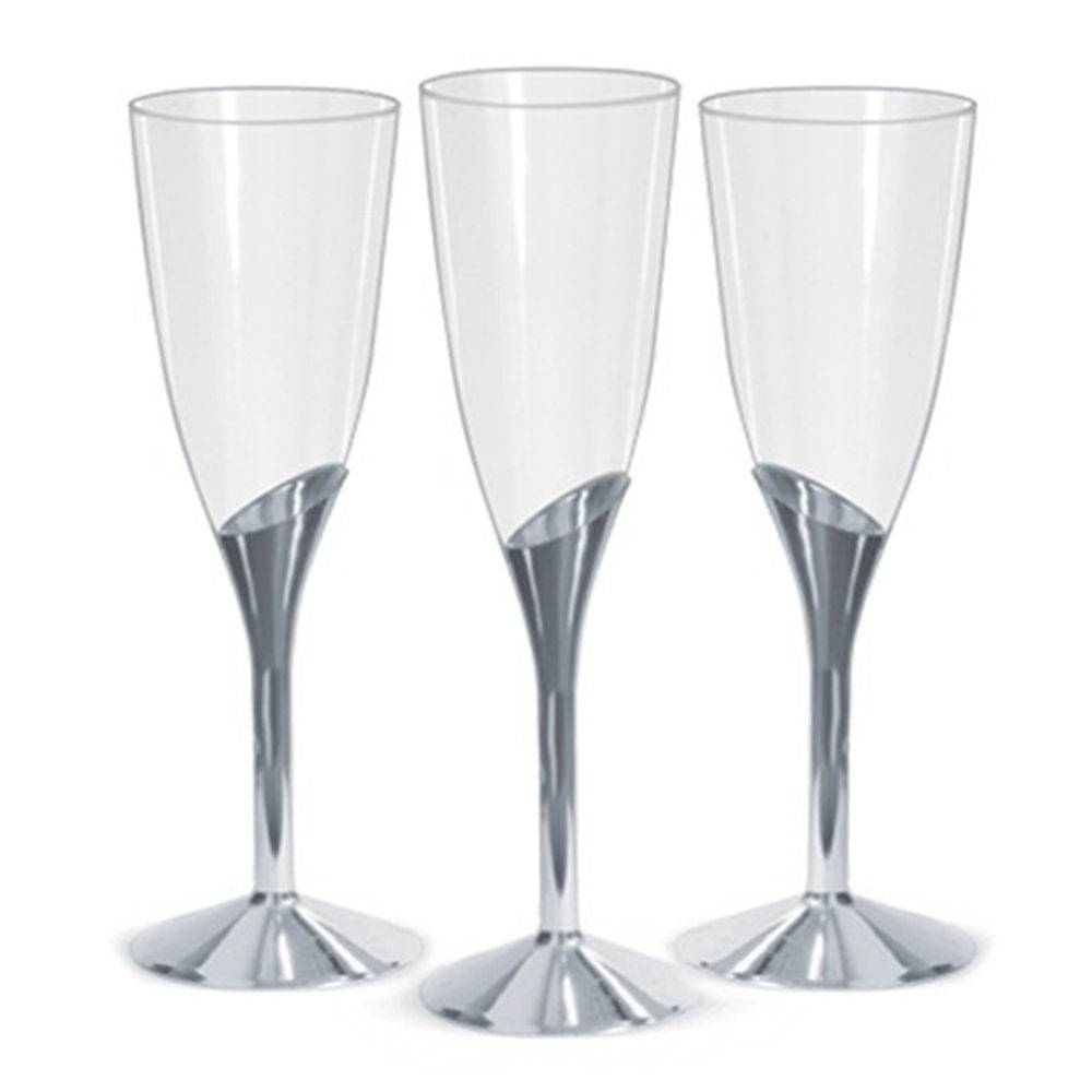 Taa Champagne Plstico Base  Prata 06 Unidades