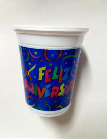 Copo Feliz Aniversrio 08 Unidades