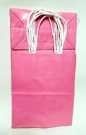 Sacola Papel 14 X 08 X 16  cm Rosa Beb 10 Unidades