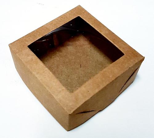 Caixa Bem Casado 1 Quadrado Visor Kraft
