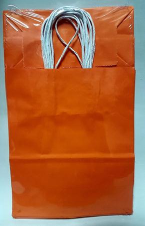 Sacola Papel 14 x 08 x 16 cm Laranja 10 Unidades