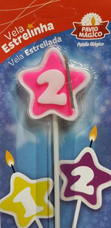 Vela Nmero Estrela N2 Rosa