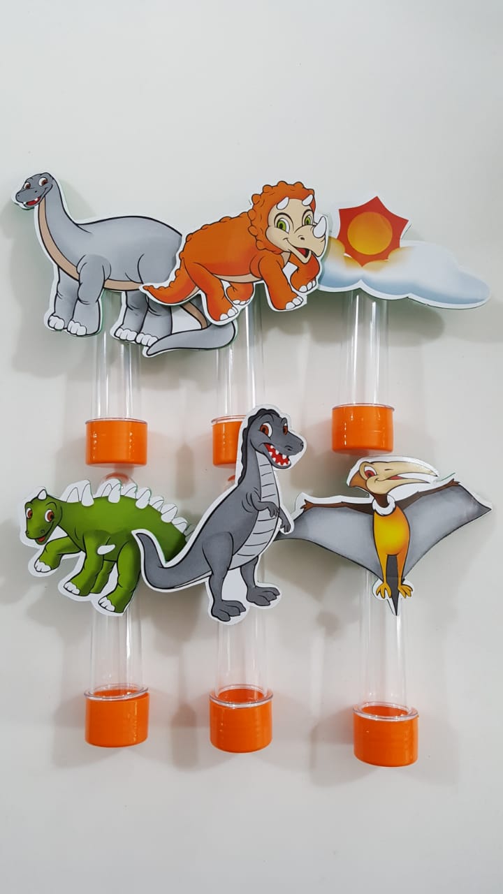 Tubete Orange Dino Sortido 06 Unidades
