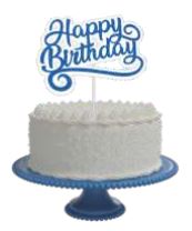 Topo De Bolo Happy Birthday Azul Unidade