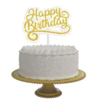 Topo De Bolo Happy Birthday Dourado Unidade