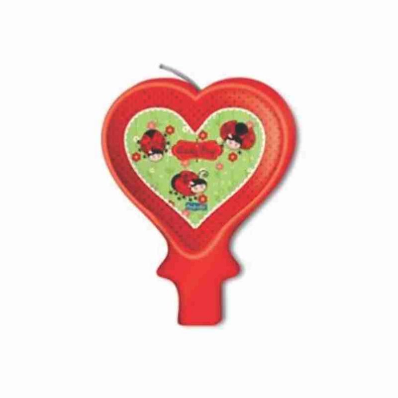 Vela Plana Joaninha Corao 15cm Unidade