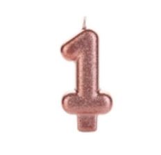 Vela Nmero Glitter Rose N1 Unidade
