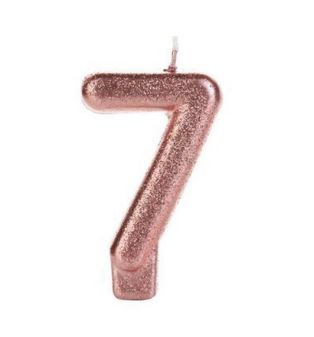 Vela Nmero Glitter Rose N7 Unidade