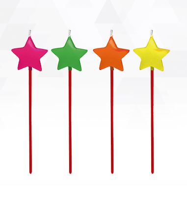 Vela Estrelas Coloridas 04 Unidades