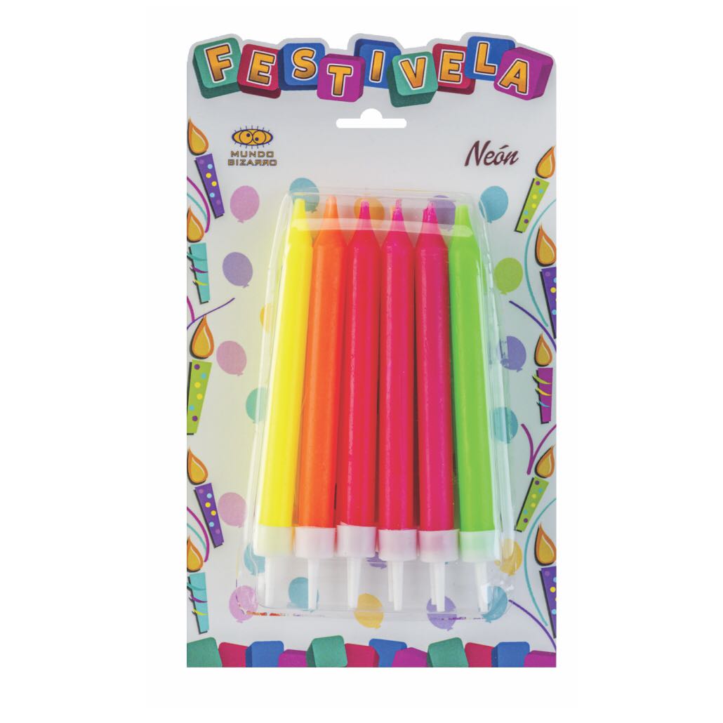 Vela Palito Neon 10 Unidades