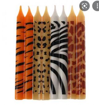 Vela Palito Estampada Animais 08 Unidades