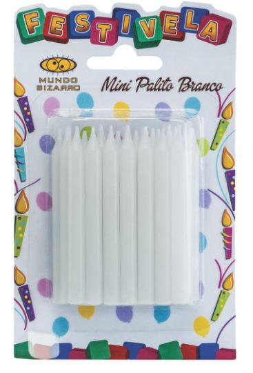 Vela Festivelas Mini Palito Branca 24 Unidades
