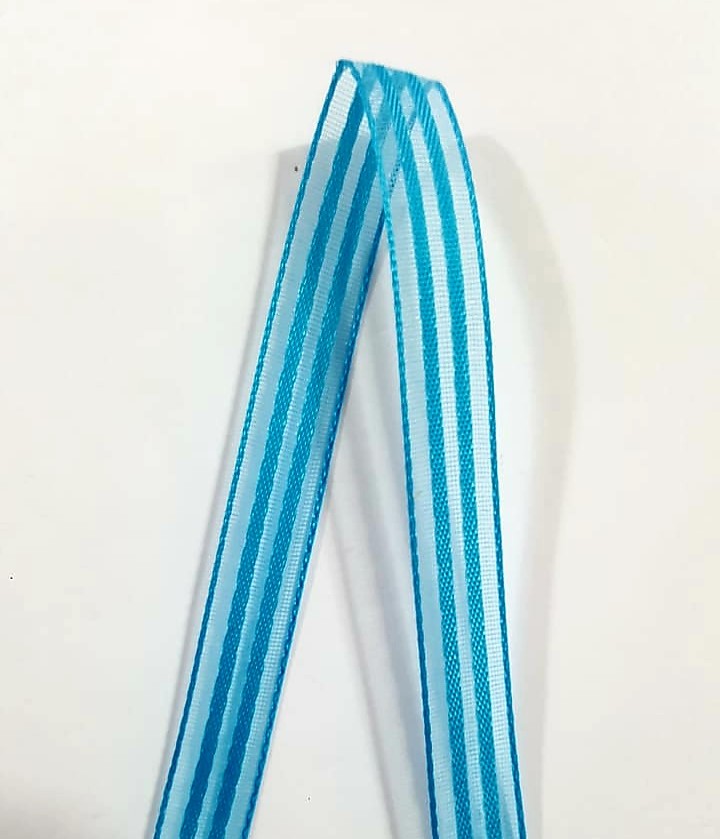 Fita Voal Listrado 7mm 10m Cor Azul Pav