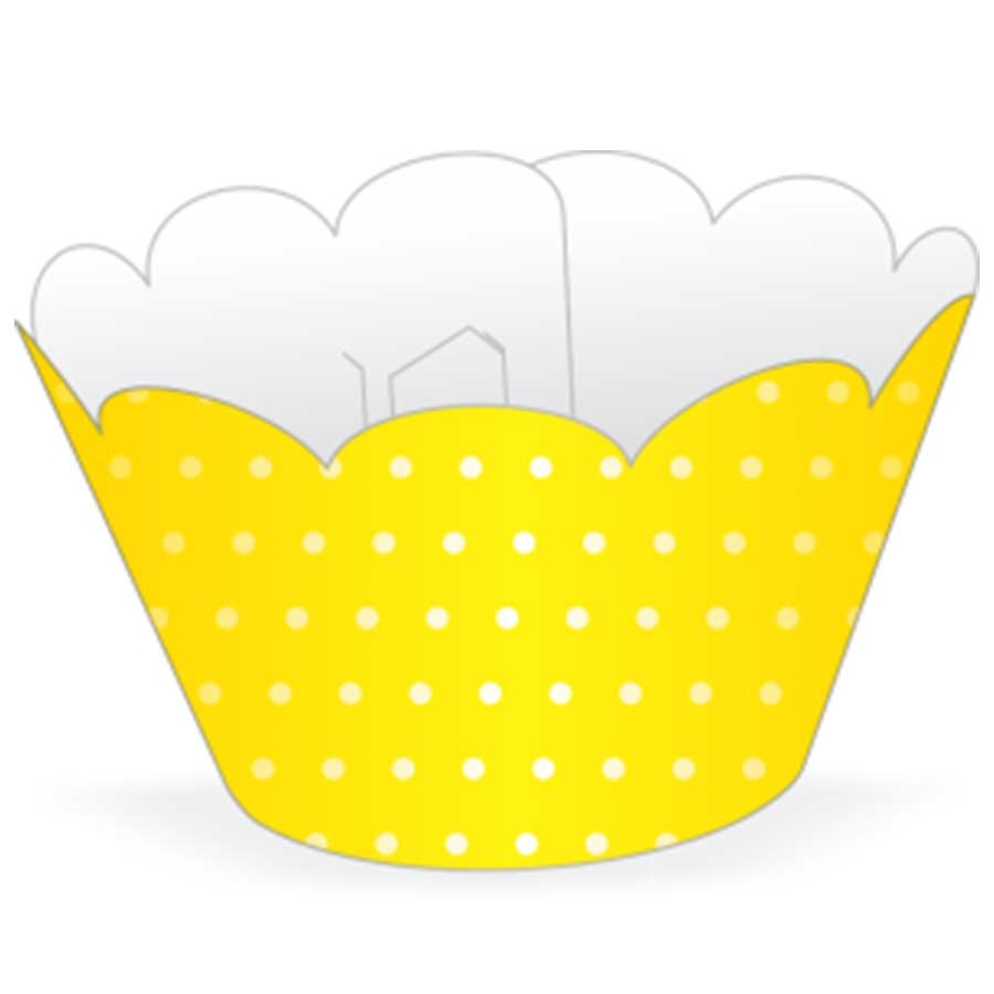 Saia Para Mini Cupcake Decorado Amarelo Po Branca